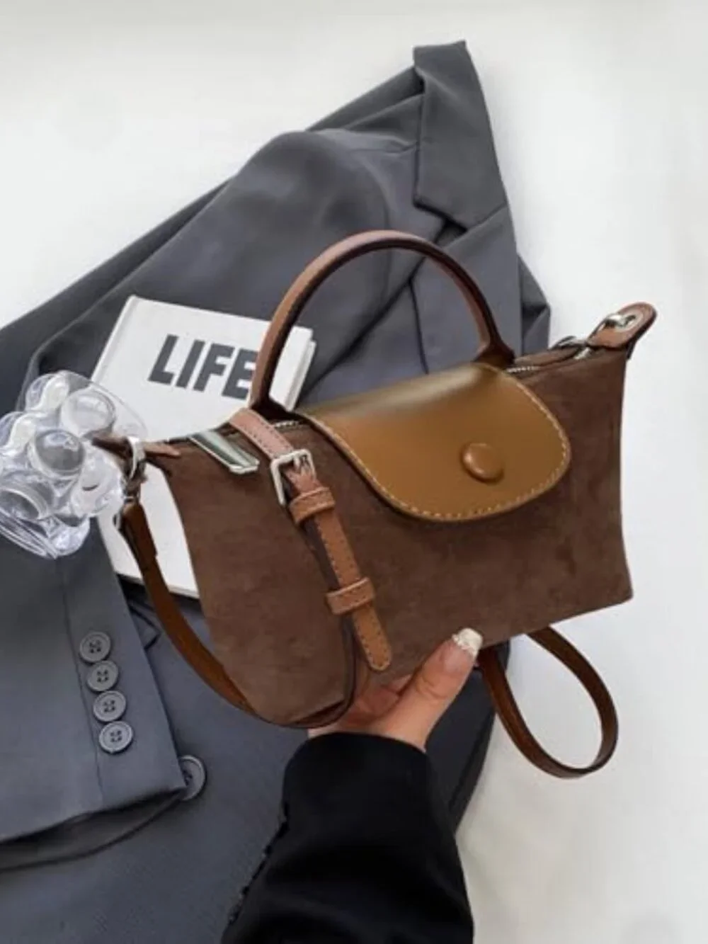Trendy Crossbody Shoulder Purse Dumpling Handbag Faux Leather Everyday Travel